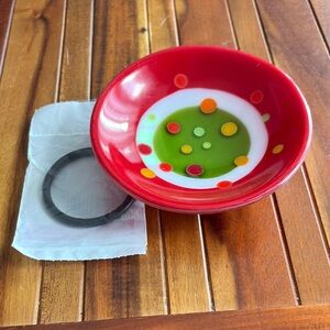 Fused Glass Dish with O Ring “stand”